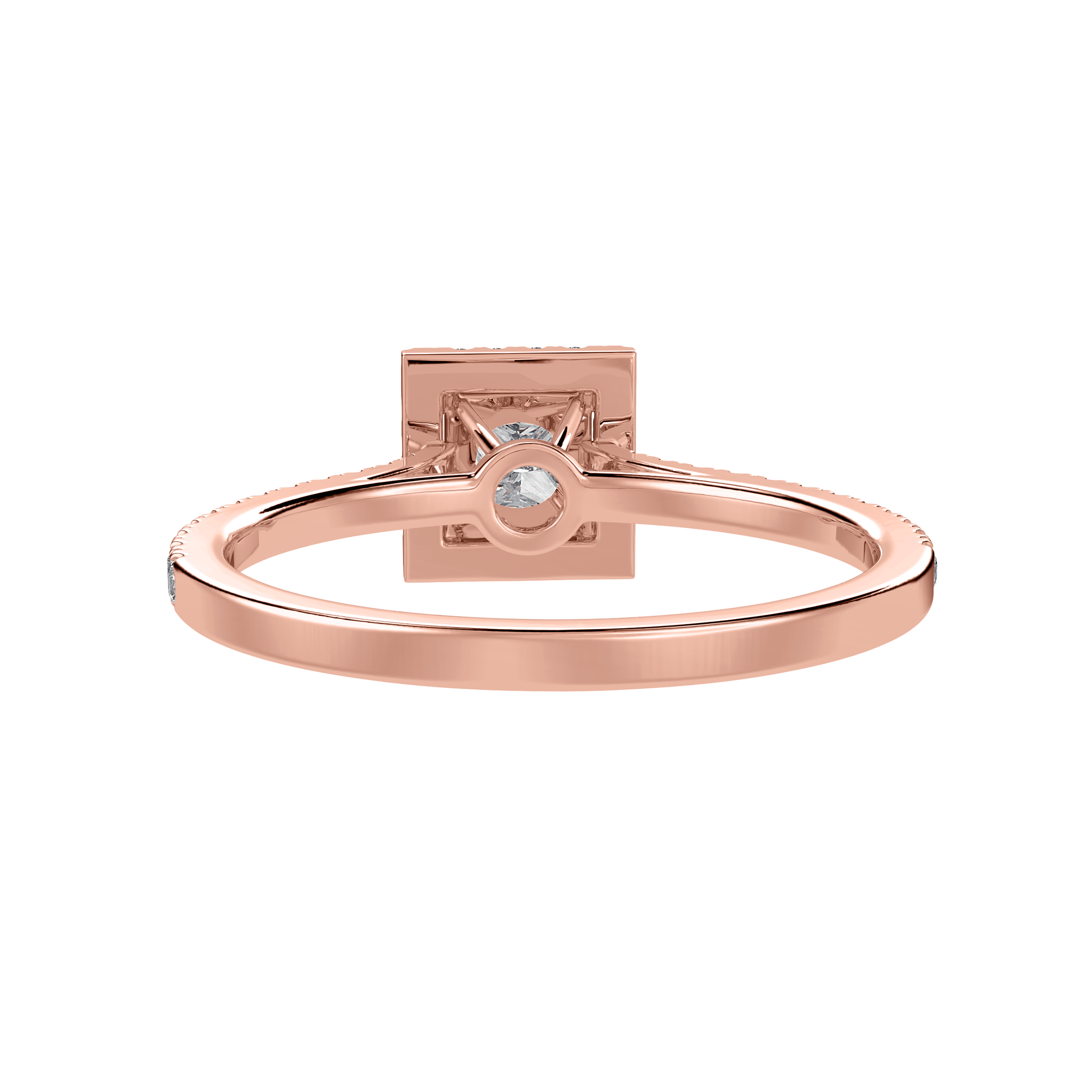 Jewelove™ Rings Women's Band only / VS I 30-Pointer Princess Cut Solitaire Halo Diamond Shank 18K Rose Gold Ring JL AU 1293R