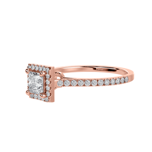 Jewelove™ Rings Women's Band only / VS I 30-Pointer Princess Cut Solitaire Halo Diamond Shank 18K Rose Gold Ring JL AU 1293R