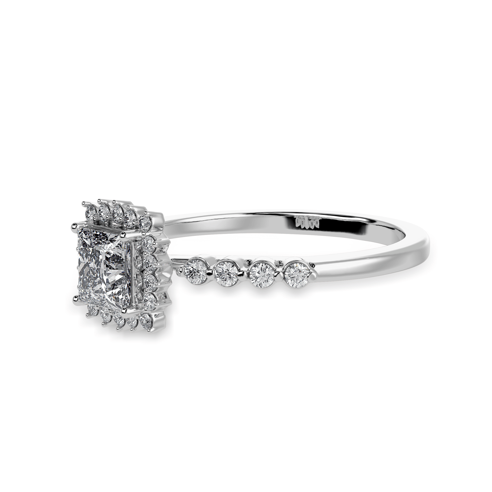 Jewelove™ Rings I VS / Women's Band only 30-Pointer Princess Cut Solitaire Halo Diamond Shank Platinum Ring JL PT 1248