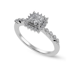 Jewelove™ Rings I VS / Women's Band only 30-Pointer Princess Cut Solitaire Halo Diamond Shank Platinum Ring JL PT 1248