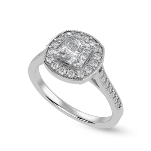 Jewelove™ Rings I VS / Women's Band only 30-Pointer Princess Cut Solitaire Halo Diamond Shank Platinum Ring JL PT 1331