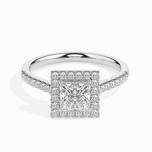 Jewelove™ Rings I VS / Women's Band only 30-Pointer Princess Cut Solitaire Halo Diamond Shank Platinum Ring JL PT 19032