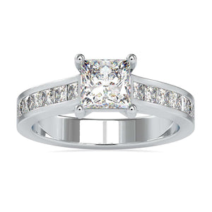 Jewelove™ Rings VS I / Women's Band only 30-Pointer Princess Cut Solitaire Platinum Diamond Shank Ring JL PT 0057-A