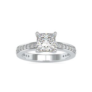 Jewelove™ Rings VS I / Women's Band only 30-Pointer Princess Cut Solitaire Platinum Diamond Shank Ring JL PT 0155