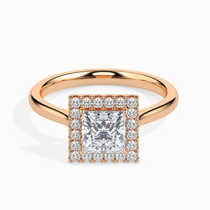 Jewelove™ Rings Women's Band only / VS I 30-Pointer Princess Cut Solitaire Square Halo Diamond 18K Rose Gold Ring JL AU 19022R