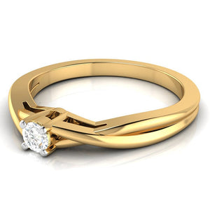 Jewelove™ Rings Women's Band only / VS J 30-Pointer Single Diamond Twisted Shank 18K Yellow Gold Ring JL AU G 115Y-B