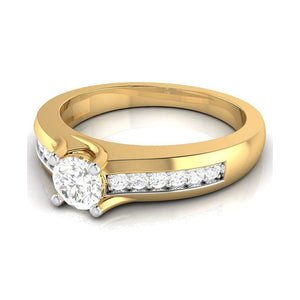 Jewelove™ Rings Women's Band only / VS J 30-Pointer  Solitaire 18K Yellow Gold Ring with Diamond Accents JL AU G 119Y