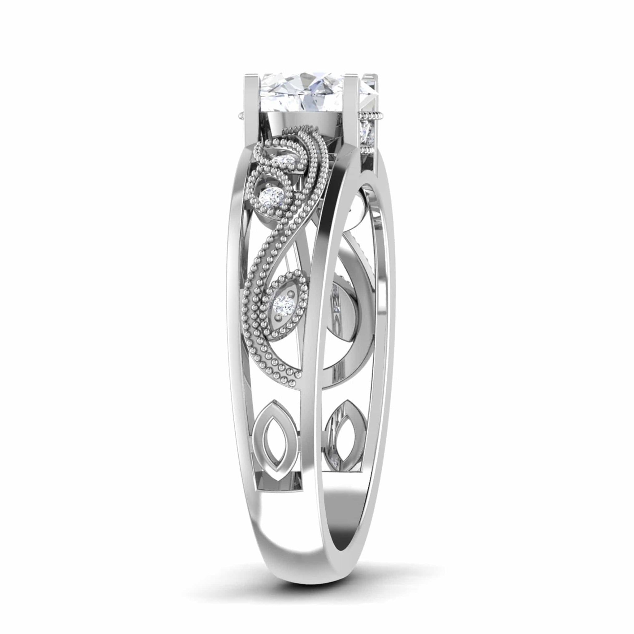 Jewelove™ Rings Women's Band only / VS J 30-Pointer Solitaire Designer Platinum Engagement Ring JL PT 6847-A