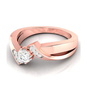 Jewelove™ Rings Women's Band only / VS J 30-Pointer Solitaire Diamond Designer Rose Gold Solitaire Ring JL AU G 104R