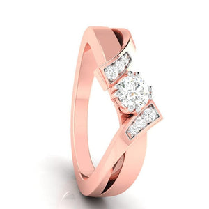 Jewelove™ Rings Women's Band only / VS J 30-Pointer Solitaire Diamond Designer Rose Gold Solitaire Ring JL AU G 104R