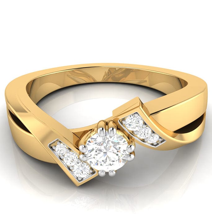 Jewelove™ Rings Women's Band only / VS J 30-Pointer Solitaire Diamond Designer Yellow Gold Solitaire Ring JL AU G 104Y