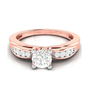 Jewelove™ Rings Women's Band only / VS J 30-Pointer Solitaire Diamond Shank 18K Rose Gold with Hidden Heart JL AU G 118R