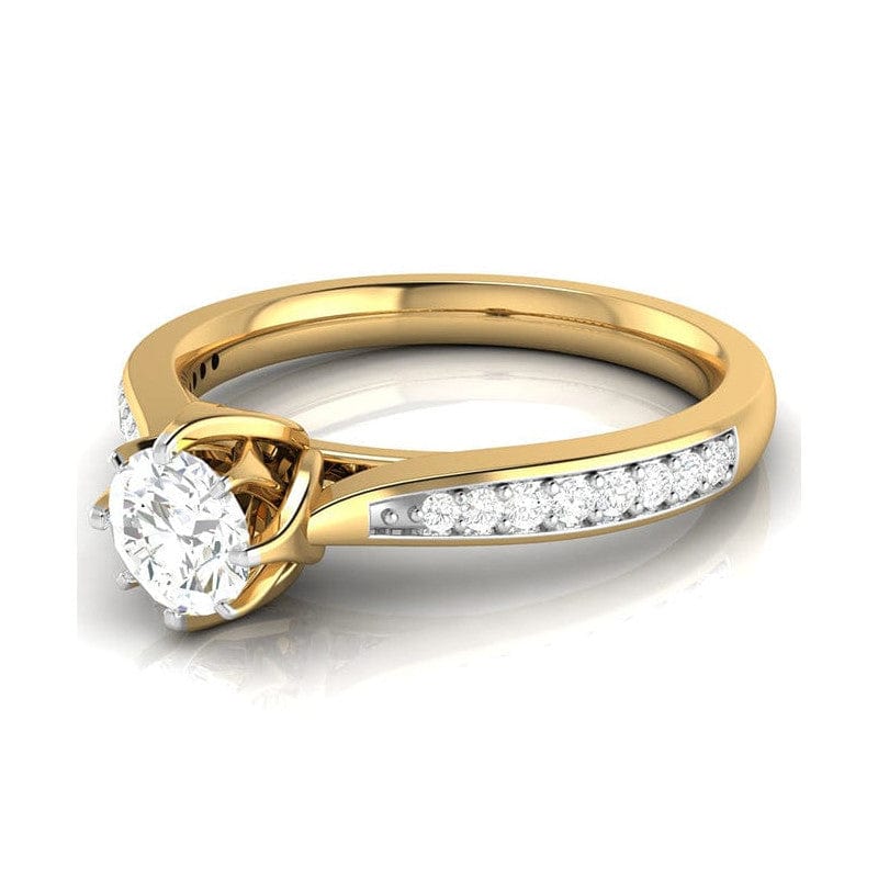 Jewelove™ Rings Women's Band only 30-Pointer Solitaire Diamond Shank 18K Yellow Gold Ring JL AU G 109Y