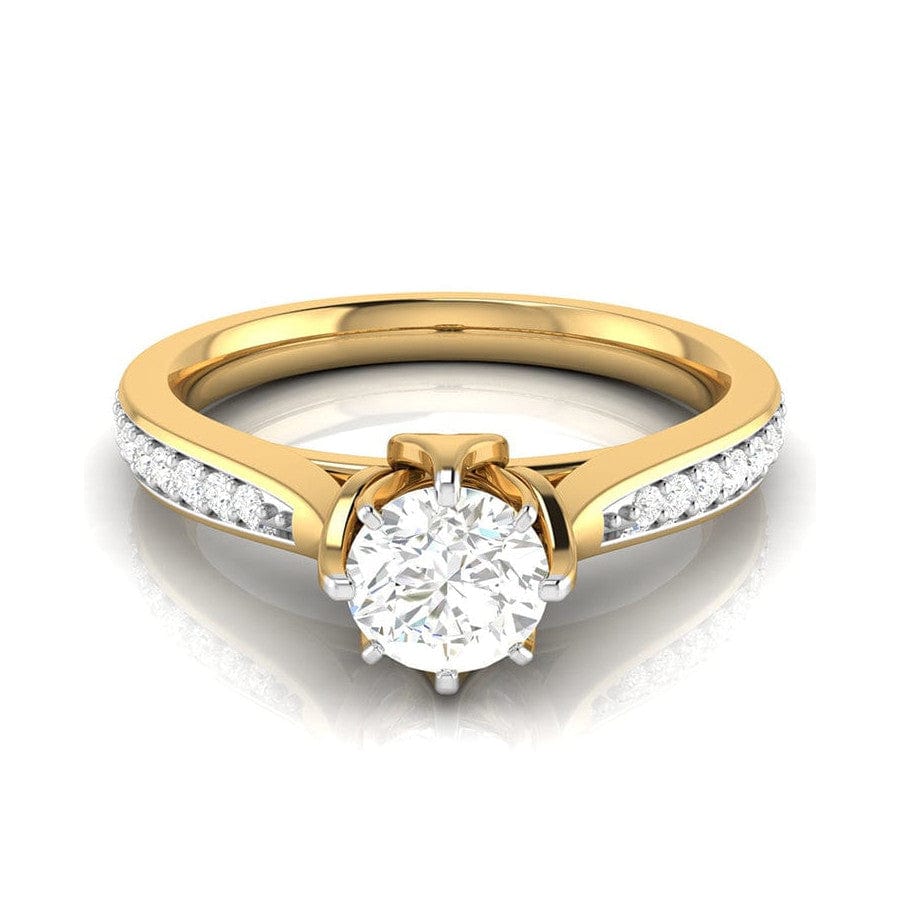 Jewelove™ Rings Women's Band only 30-Pointer Solitaire Diamond Shank 18K Yellow Gold Ring JL AU G 109Y