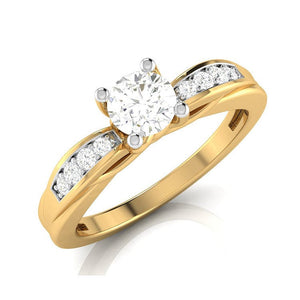 Jewelove™ Rings Women's Band only / VS J 30-Pointer Solitaire Diamond Shank 18K Yellow Gold with Hidden Heart JL AU G 118Y