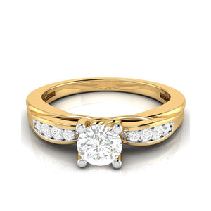 Jewelove™ Rings Women's Band only / VS J 30-Pointer Solitaire Diamond Shank 18K Yellow Gold with Hidden Heart JL AU G 118Y