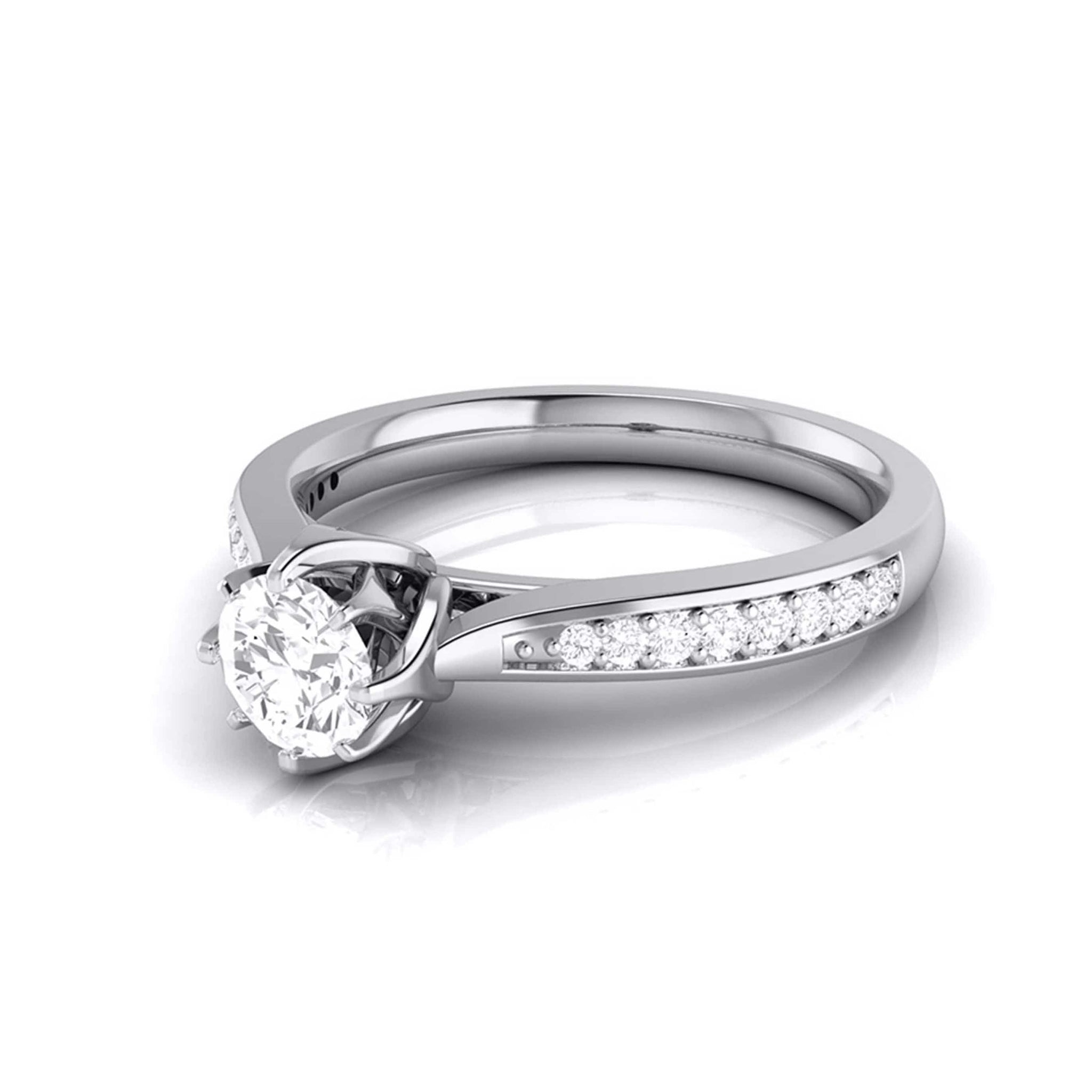 Jewelove™ Rings J VS / Women's Band only 30-Pointer Solitaire Diamond Shank Platinum Ring JL PT G 109