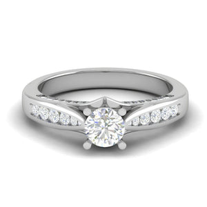 Jewelove™ Rings VS J / Women's Band only 30-Pointer Solitaire Diamond Split Shank Platinum Ring JL PT RP RD 118