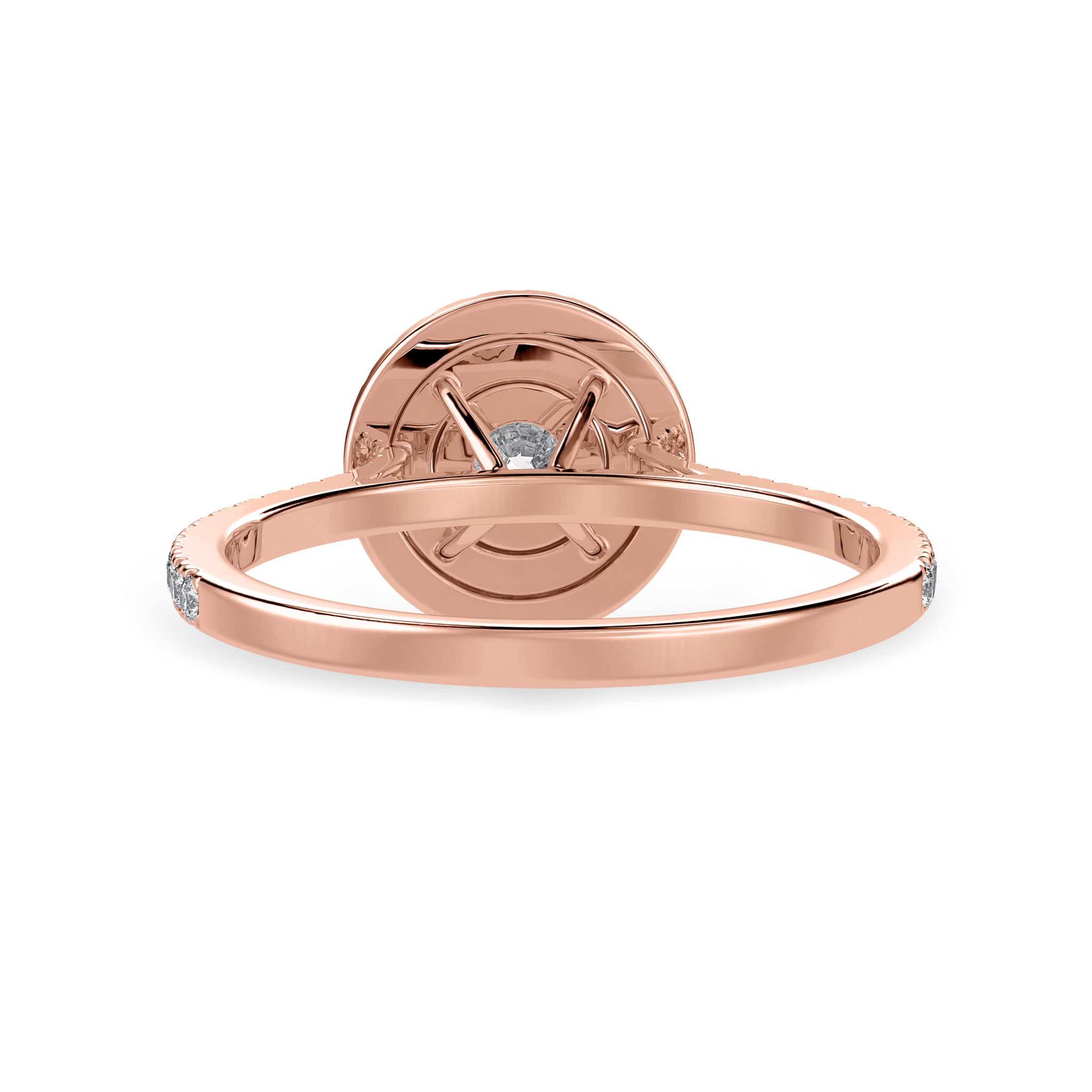 Jewelove™ Rings Women's Band only / VS J 30-Pointer Solitaire Double Halo Diamond Shank 18K Rose Gold Ring JL AU 1302R