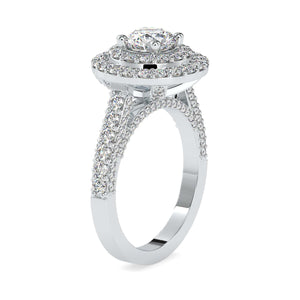 Jewelove™ Rings VS J / Women's Band only 30-Pointer Solitaire Double Halo Diamond Shank Platinum Ring JL PT 0122