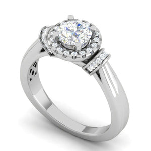 Jewelove™ Rings J VS / Women's Band only 30-Pointer Solitaire Halo Diamond Platinum Engagement Ring JL PT WB5996E