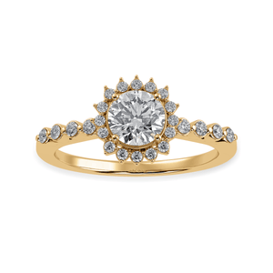 Jewelove™ Rings Women's Band only / VS J 30-Pointer Solitaire Halo Diamond Shank 18K Yellow Gold Ring JL AU 1247Y