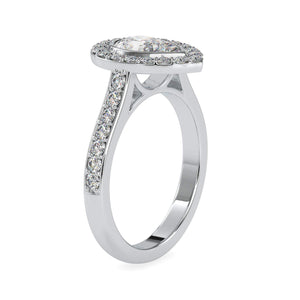 Jewelove™ Rings VS I / Women's Band only 30-Pointer Solitaire Halo Diamond Shank Platinum Engagement Ring JL PT 0055