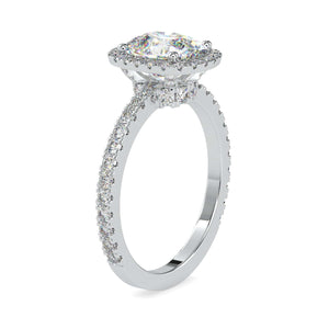 Jewelove™ Rings VS I / Women's Band only 30-Pointer Solitaire Halo Diamond Shank Platinum Ring JL PT 0162