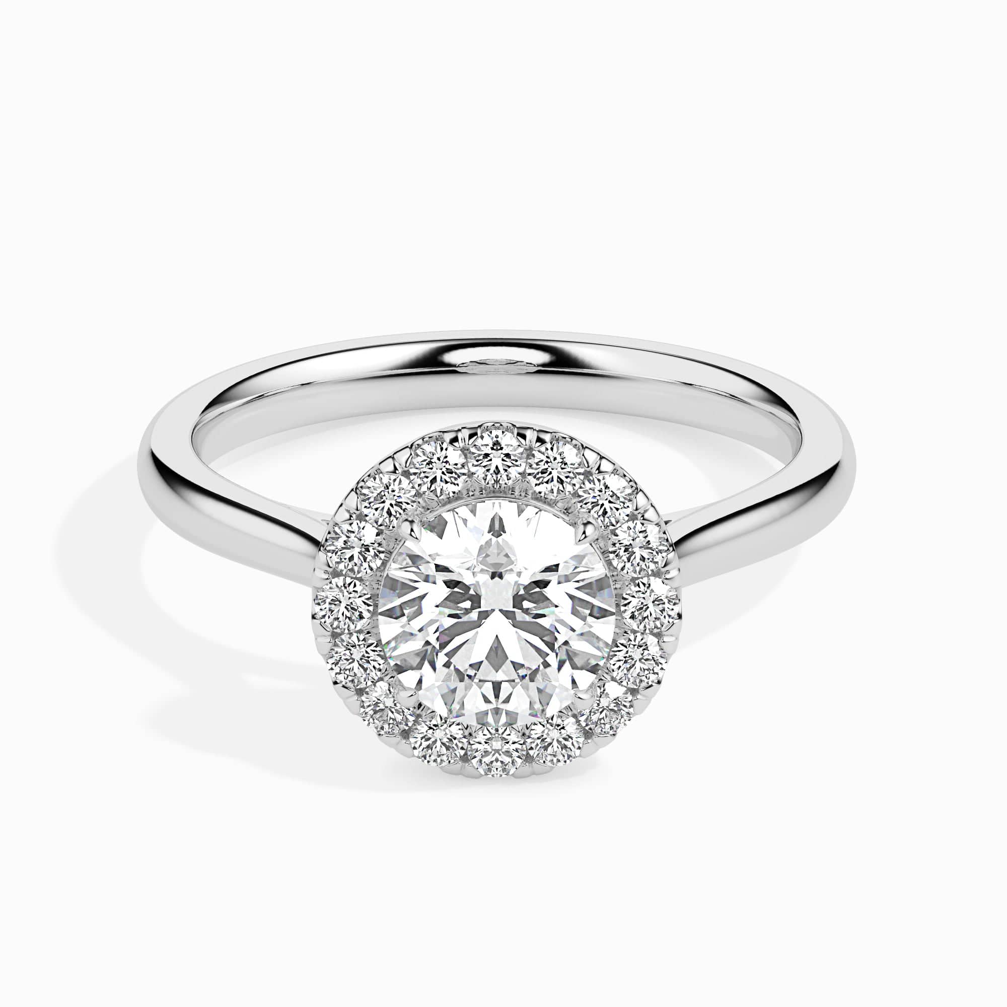 Jewelove™ Rings J VS / Women's Band only 30-Pointer Solitaire Halo Diamond Shank Platinum Ring JL PT 19021