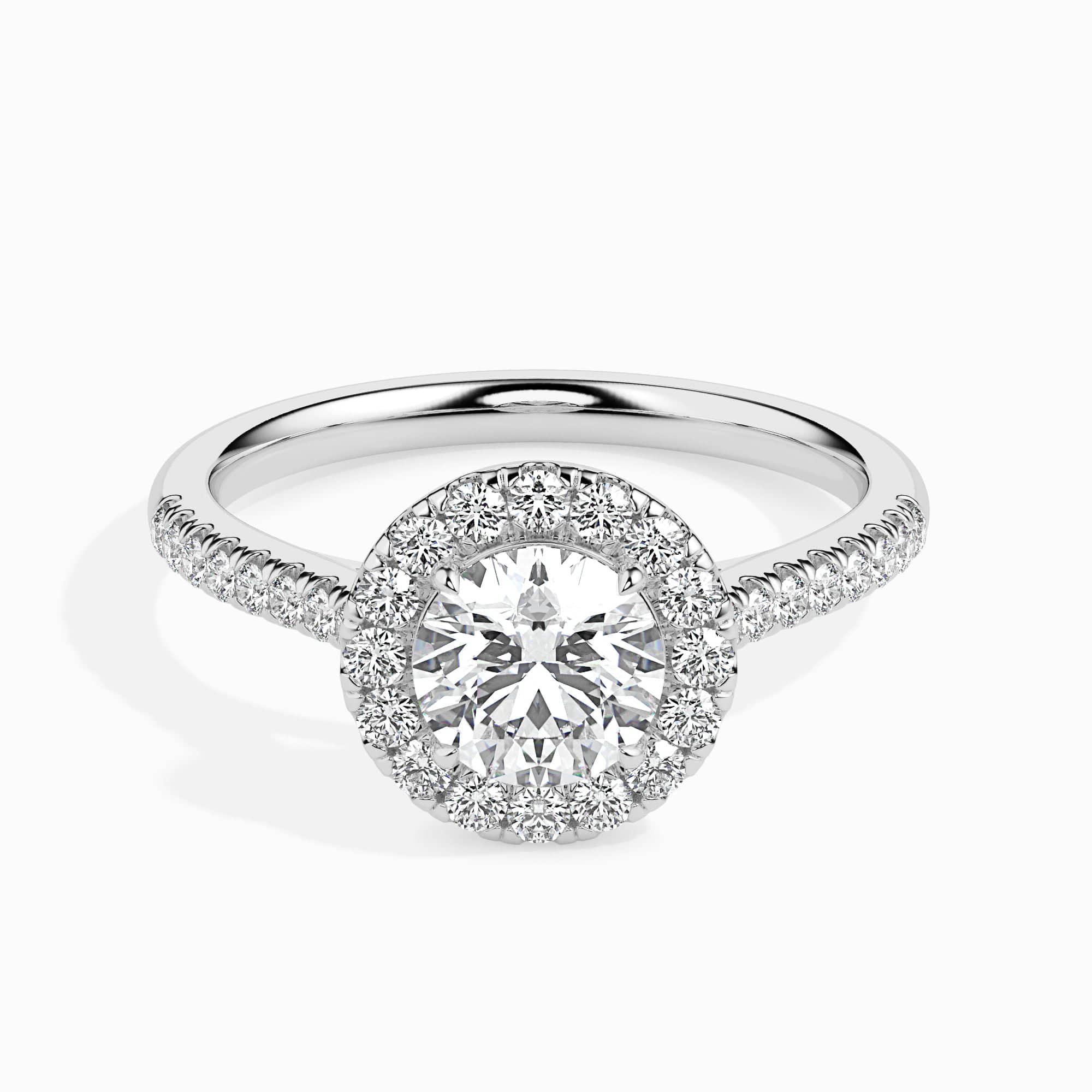 Jewelove™ Rings J VS / Women's Band only 30-Pointer Solitaire Halo Diamond Shank Platinum Ring JL PT 19031