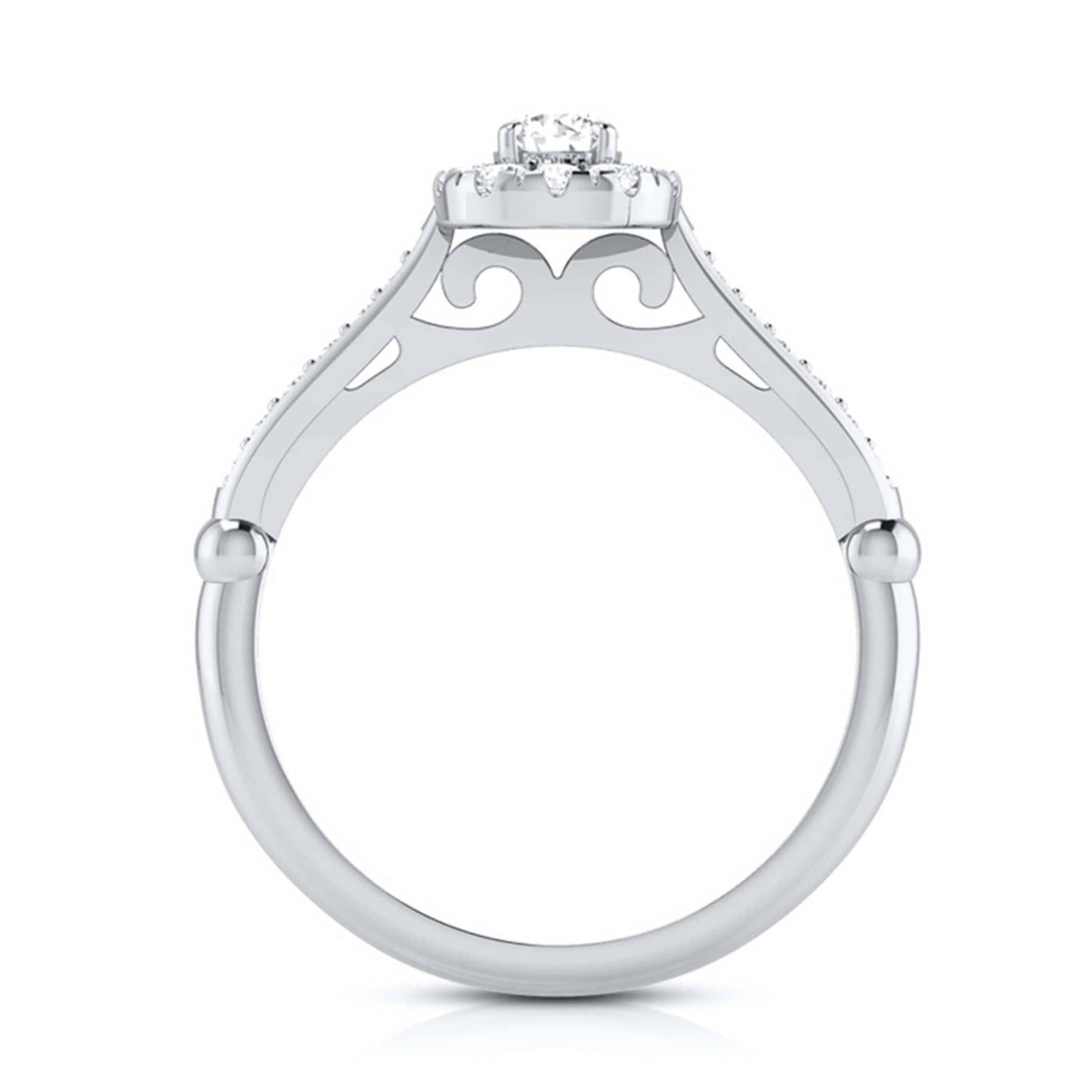 Jewelove™ Rings Women's Band only / VS J 30-Pointer Solitaire Halo Diamond Shank Platinum Ring JL PT G 103-A