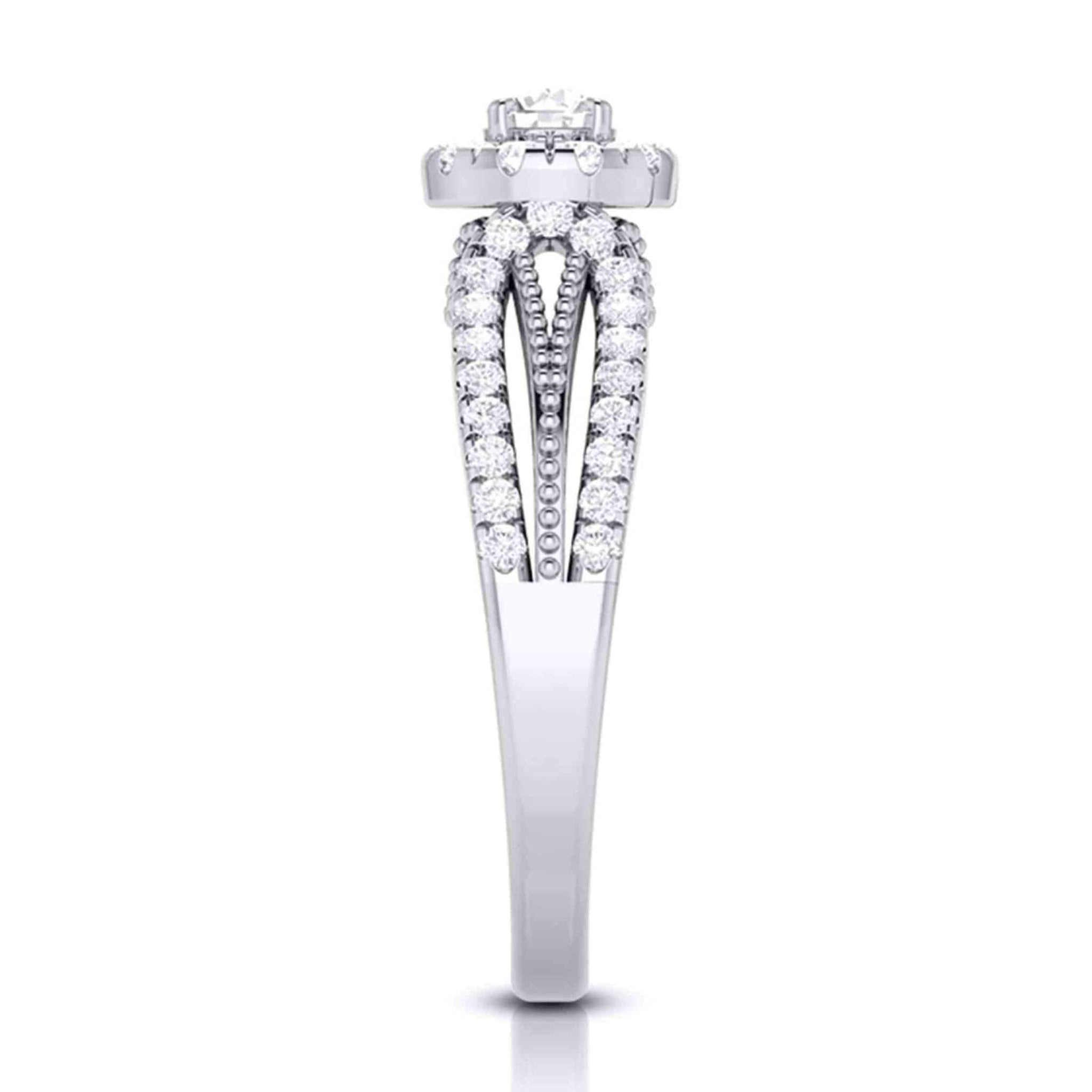 Jewelove™ Rings Women's Band only / VS J 30-Pointer Solitaire Halo Diamond Split Shank Ring JL PT G 102-B