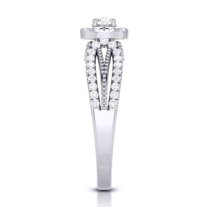 Jewelove™ Rings Women's Band only / VS J 30-Pointer Solitaire Halo Diamond Split Shank Ring JL PT G 102-B