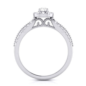 Jewelove™ Rings Women's Band only / VS J 30-Pointer Solitaire Halo Diamond Split Shank Ring JL PT G 102-B