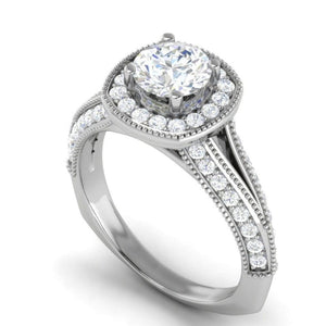 Jewelove™ Rings J VS / Women's Band only 30-Pointer Solitaire Halo Platinum Split Shank Engagement Ring JL PT WB5982E