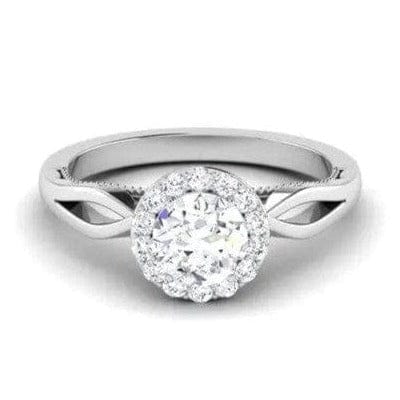 Jewelove™ Rings 30-Pointer Solitaire Halo Platinum Twisted Shank Engagement Ring JL PT 6579