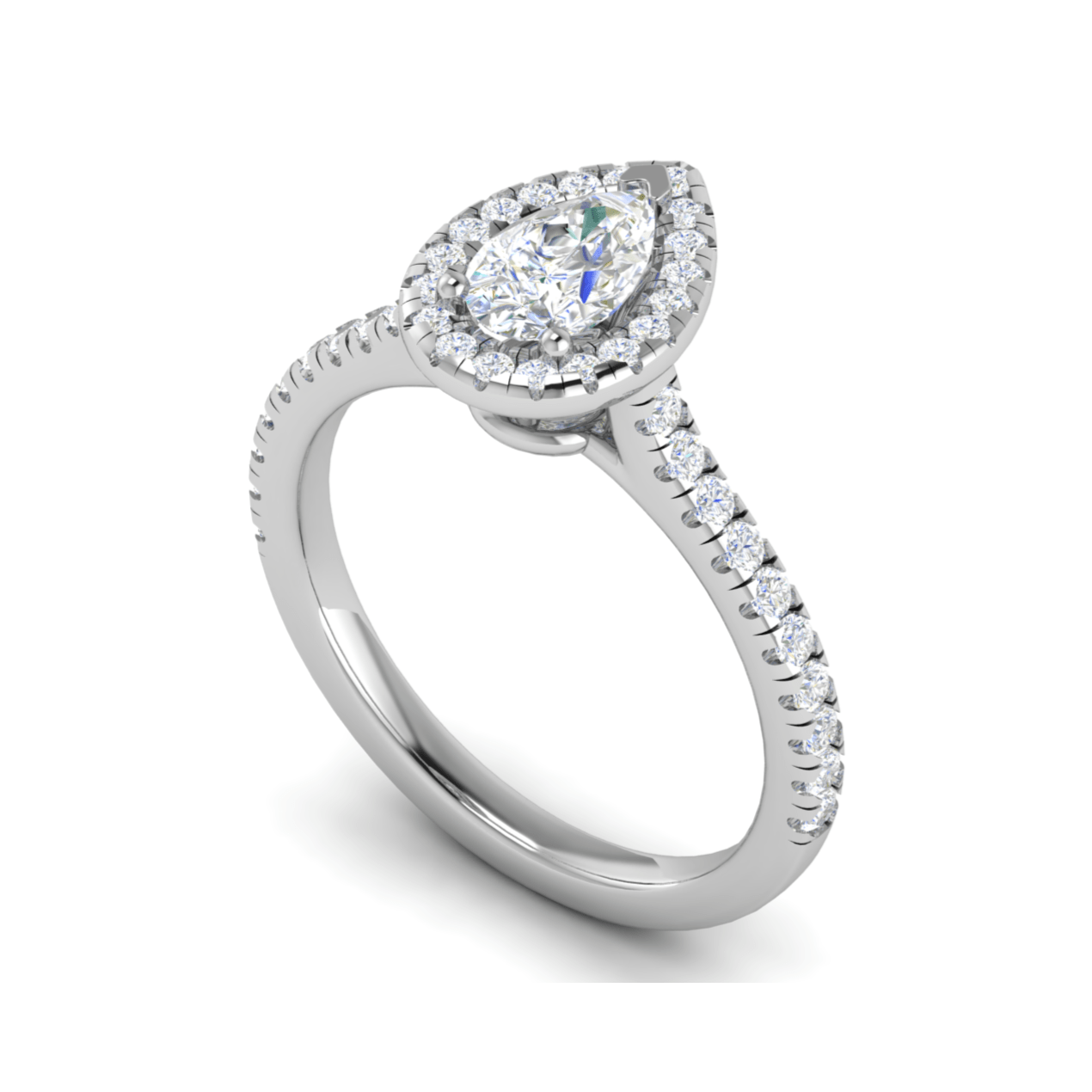 Jewelove™ Rings I VS / Women's Band only 30-Pointer Solitaire Pear Diamond Accents Platinum Ring JL PT RH PS 137