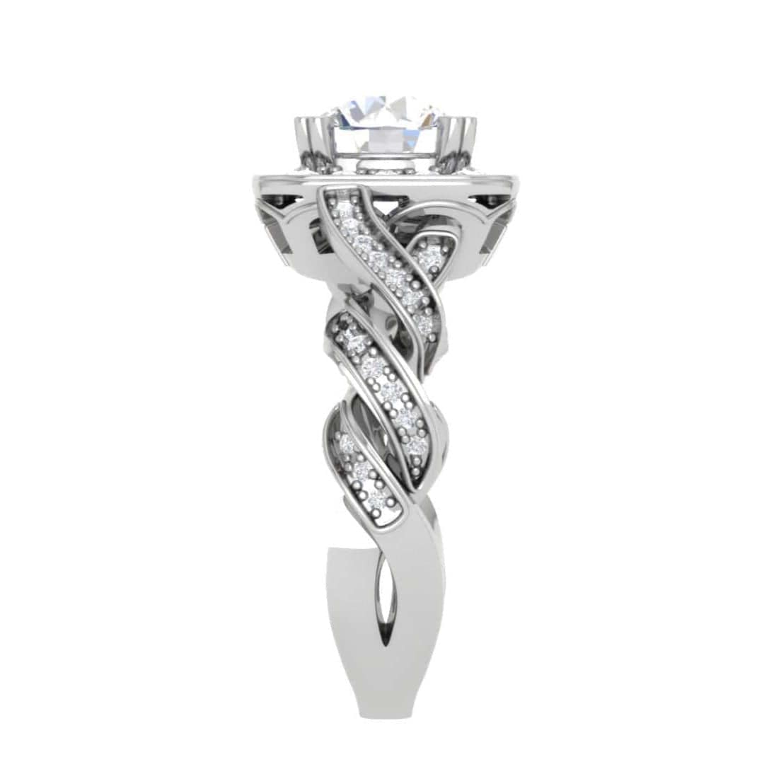 Jewelove™ Rings VS J / Women's Band only 30-Pointer Solitaire Square Halo Diamond Twisted Shank Platinum Ring JL PT REHS1530-A