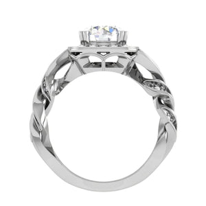 Jewelove™ Rings VS J / Women's Band only 30-Pointer Solitaire Square Halo Diamond Twisted Shank Platinum Ring JL PT REHS1530-A