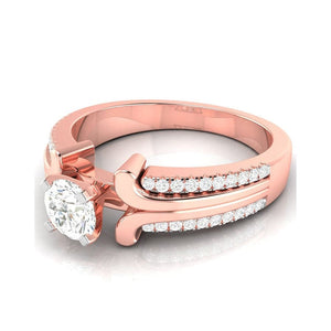 Jewelove™ Rings Women's Band only / VS J 30-Pointer Solitaire with 2-Row Diamond Shank 18K Rose Gold Ring JL AU G 116R