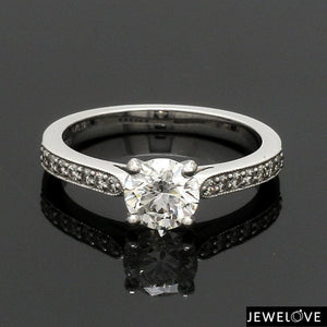 Jewelove™ Rings Women's Band only / VS J 30-Pointer Solitaire with Diamond Accents Platinum Engagement Ring JL PT 1388