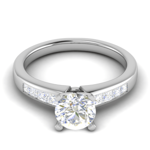 Jewelove™ Rings J VS / Women's Band only 30-Pointer Solitaire with Princess cut Diamond Shank Platinum Ring JL PT RC PR 186