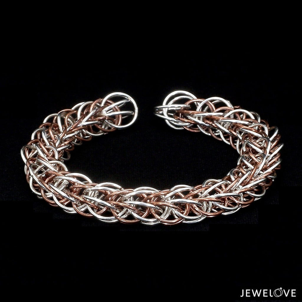 Jewelove™ Bangles & Bracelets 3D Platinum & Rose Gold Bracelet for Men JL PTB 703-A