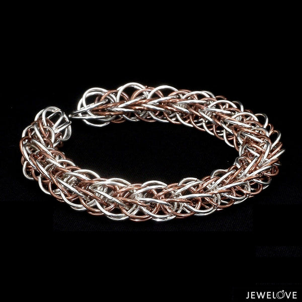 Jewelove™ Bangles & Bracelets 3D Platinum & Rose Gold Bracelet for Men JL PTB 703-A