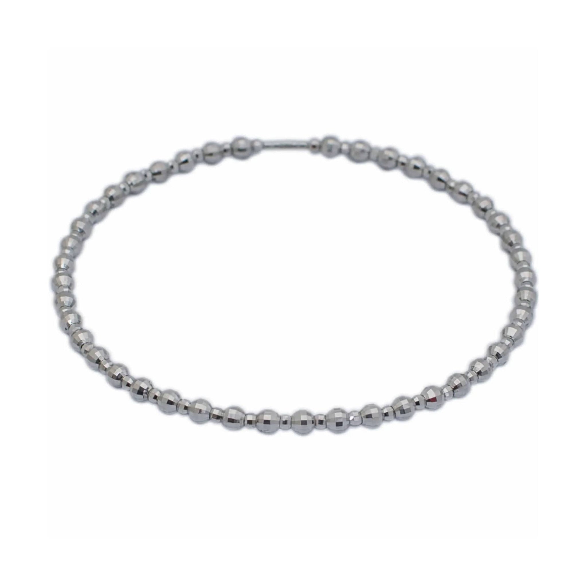 Jewelove™ Bangles & Bracelets 3mm Japanese Platinum Bangle with Diamond Cut Balls JL PTB 618