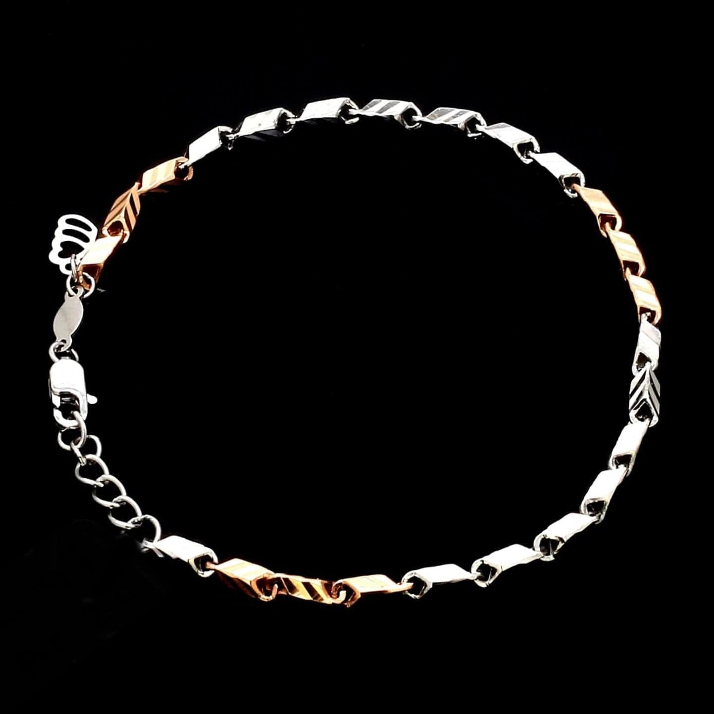 Jewelove™ Bangles & Bracelets 3mm Japanese Platinum & Rose gold Bracelet JL PTB 1262