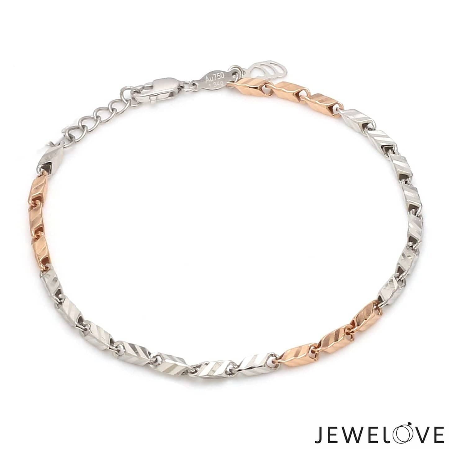 Jewelove™ Bangles & Bracelets 3mm Japanese Platinum & Rose gold Bracelet JL PTB 1262