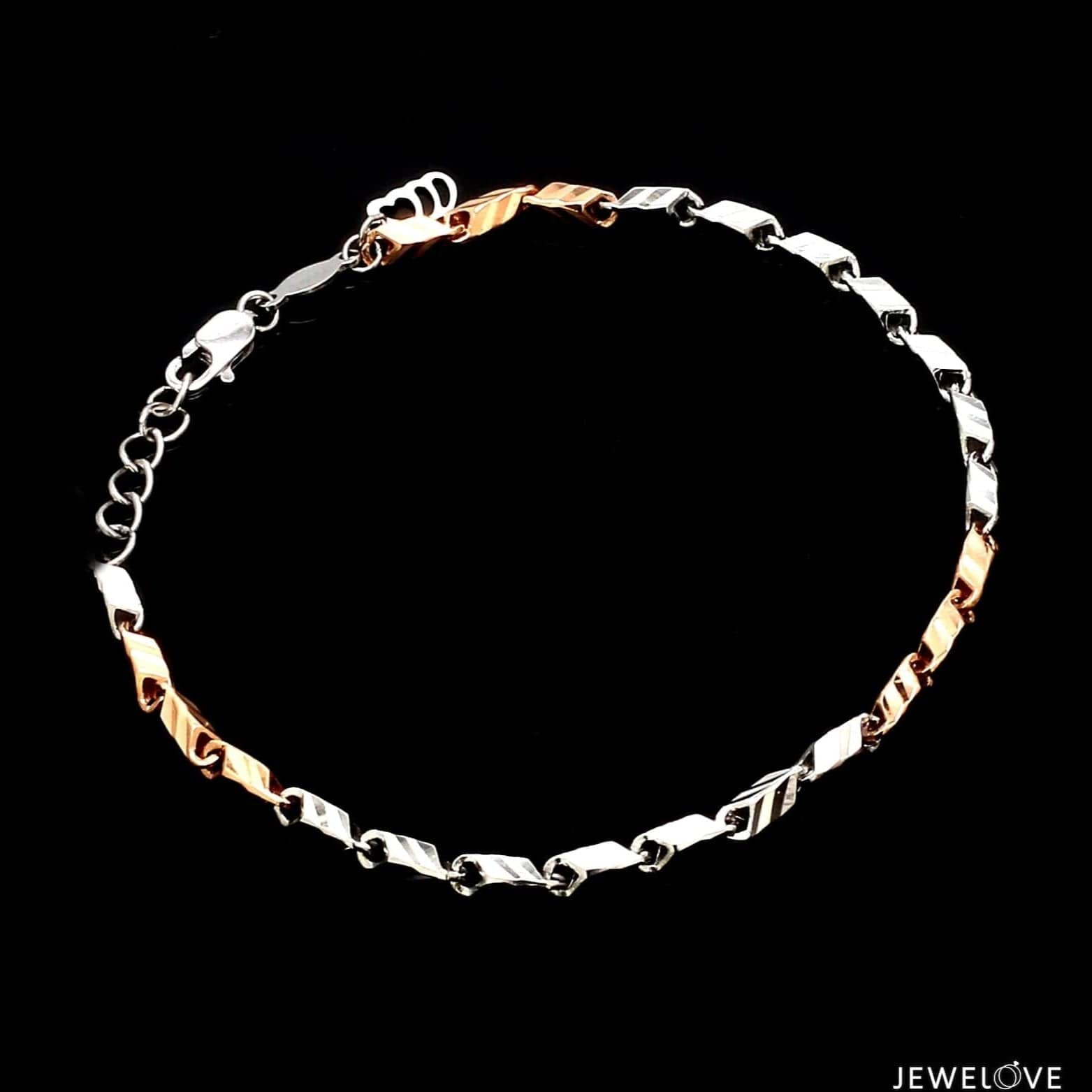 Jewelove™ Bangles & Bracelets 3mm Japanese Platinum & Rose gold Bracelet JL PTB 1262