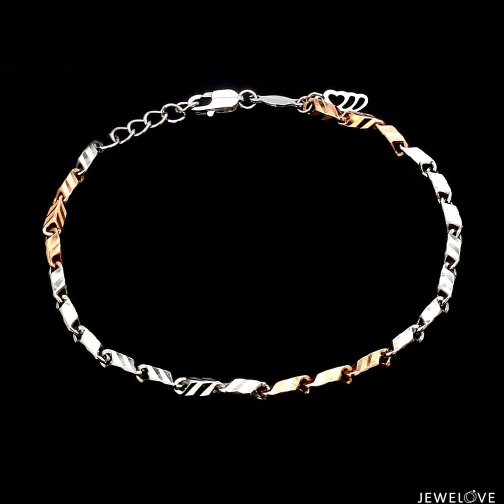 Jewelove™ Bangles & Bracelets 3mm Japanese Platinum & Rose gold Bracelet JL PTB 1262