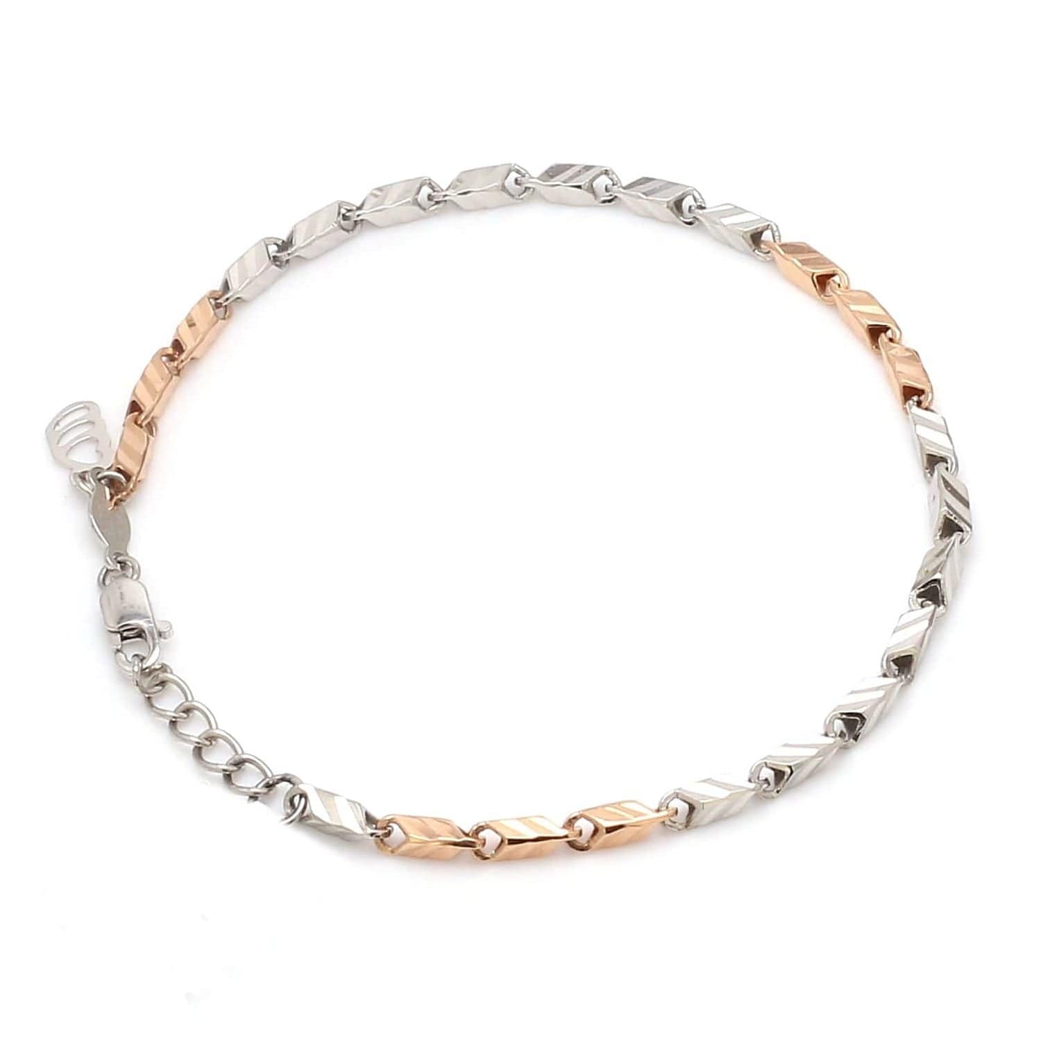 Jewelove™ Bangles & Bracelets 3mm Japanese Platinum & Rose gold Bracelet JL PTB 1262